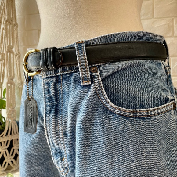 Vintage Coach 8400 Classic Navy Glove Tanned Cowhide Leather Brass Buckle Belt - Picture 6 of 16